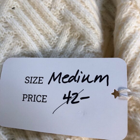 Epretty Cream Textured Knit Pullover Sweater Womens Size Medium Long Sleeve NEW - Picture 8 of 9